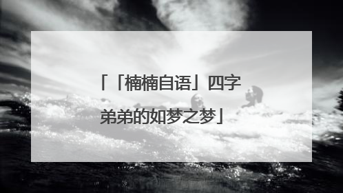 「楠楠自语」四字弟弟的如梦之梦