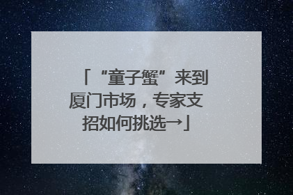 “童子蟹”来到厦门市场，专家支招如何挑选→