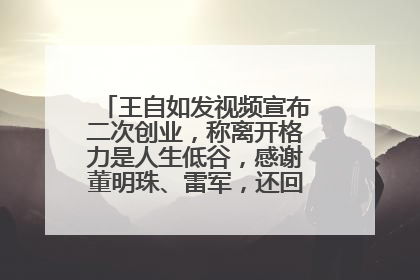 王自如发视频宣布二次创业，称离开格力是人生低谷，感谢董明珠、雷军，还回应了“工资条”：清楚自己要什么……