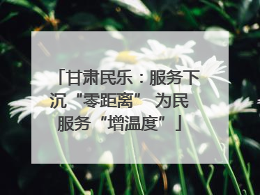 甘肃民乐：服务下沉“零距离” 为民服务“增温度”