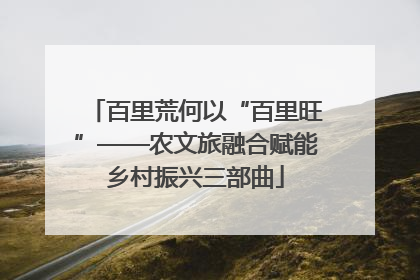 百里荒何以“百里旺”——农文旅融合赋能乡村振兴三部曲