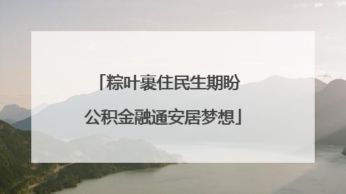 粽叶裹住民生期盼 公积金融通安居梦想