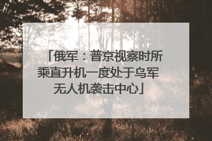 俄军：普京视察时所乘直升机一度处于乌军无人机袭击中心