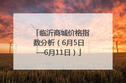 临沂商城价格指数分析（6月5日—6月11日）