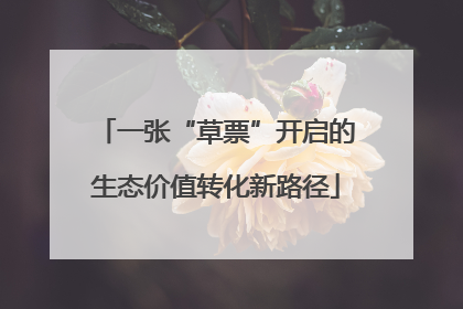 一张“草票”开启的生态价值转化新路径