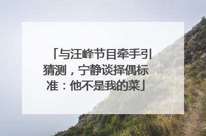 与汪峰节目牵手引猜测，宁静谈择偶标准：他不是我的菜