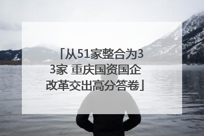从51家整合为33家 重庆国资国企改革交出高分答卷