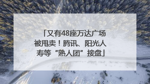 又有48座万达广场被甩卖！腾讯、阳光人寿等“熟人团”接盘