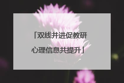 双线并进促教研 心理信息共提升