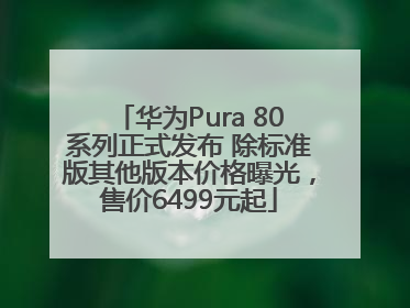华为Pura 80系列正式发布 除标准版其他版本价格曝光，售价6499元起