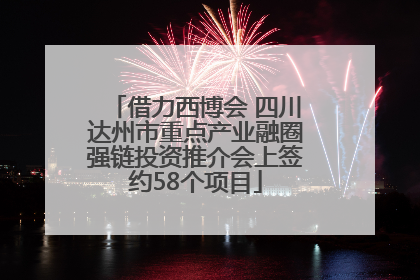 借力西博会 四川达州市重点产业融圈强链投资推介会上签约58个项目