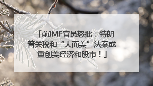 前IMF官员怒批：特朗普关税和“大而美”法案或重创美经济和股市！