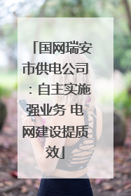 国网瑞安市供电公司：自主实施强业务 电网建设提质效