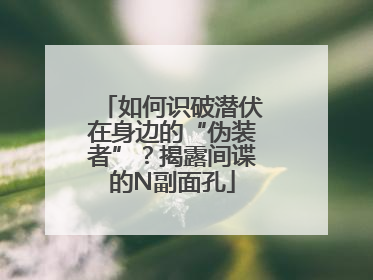 如何识破潜伏在身边的“伪装者”？揭露间谍的N副面孔