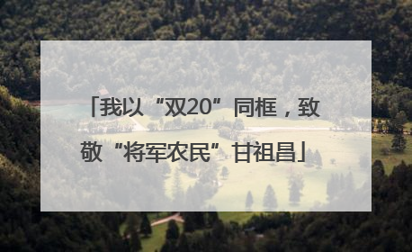 我以“双20”同框，致敬“将军农民”甘祖昌