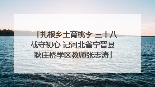 扎根乡土育桃李 三十八载守初心 记河北省宁晋县耿庄桥学区教师张志涛