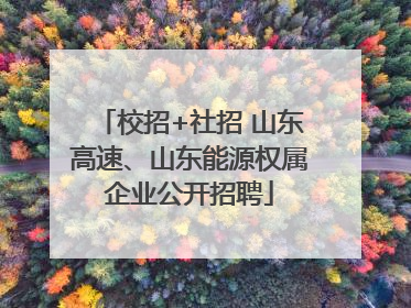 校招+社招 山东高速、山东能源权属企业公开招聘