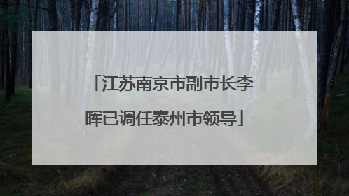 江苏南京市副市长李晖已调任泰州市领导
