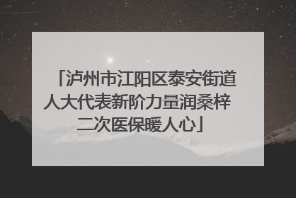 泸州市江阳区泰安街道人大代表新阶力量润桑梓 二次医保暖人心