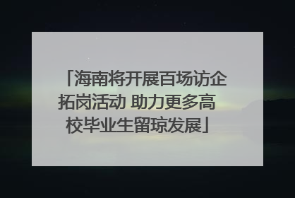 海南将开展百场访企拓岗活动 助力更多高校毕业生留琼发展