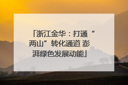 浙江金华：打通“两山”转化通道 澎湃绿色发展动能