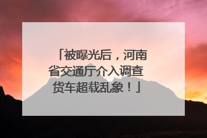 被曝光后，河南省交通厅介入调查货车超载乱象！