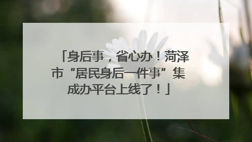 身后事，省心办！菏泽市“居民身后一件事”集成办平台上线了！