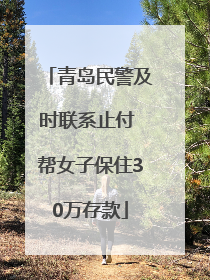 青岛民警及时联系止付 帮女子保住30万存款
