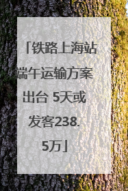 铁路上海站端午运输方案出台 5天或发客238.5万