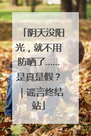 阴天没阳光，就不用防晒了……是真是假？｜谣言终结站