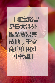 雅宝路曾是最大涉外服装贸易集散地，千家商户在困难中转型